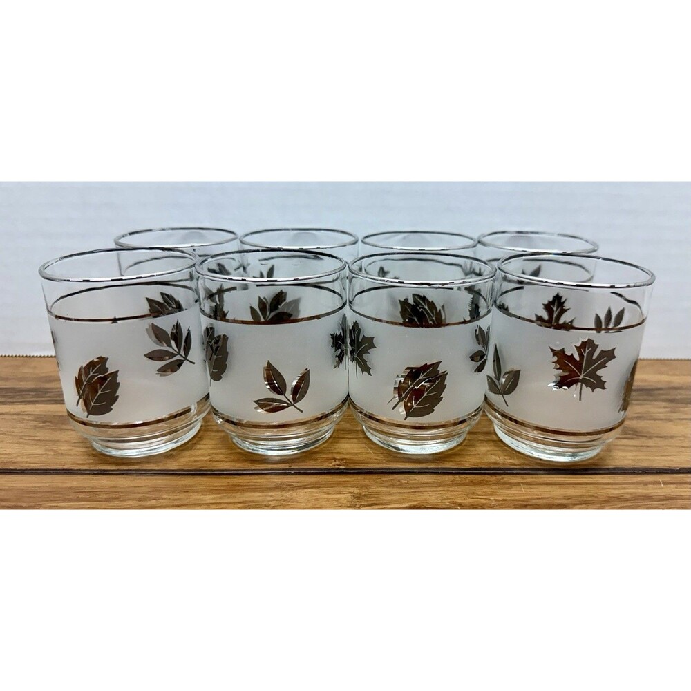 Vintage Libbey Silver Leaf Frosted Juice Glasses - Set of 8 – MCM Barware 3.25"